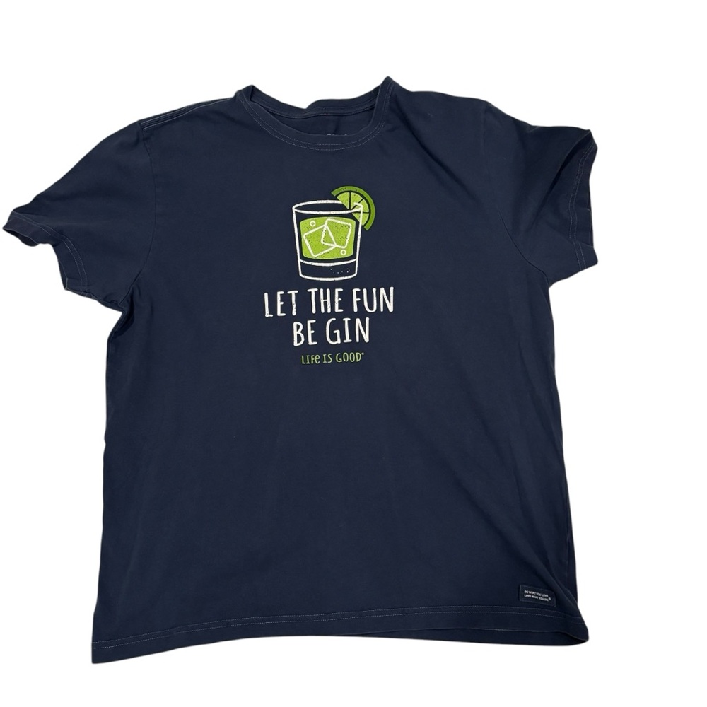 Life Is Good Crusher Tee Men L Let The Fun Begin Navy Blue Casual Graphic - Picture 4 of 12
